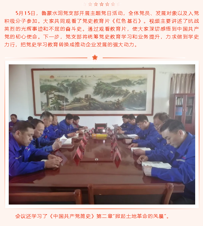 汲取黨史力量 凝聚發(fā)展動(dòng)力——魯蒙水泥黨支部開(kāi)展主題黨日活動(dòng)45