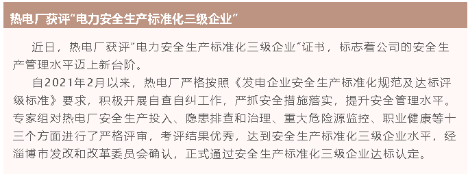 熱電廠(chǎng)獲評“電力安全生產(chǎn)標準化三級企業(yè)”82