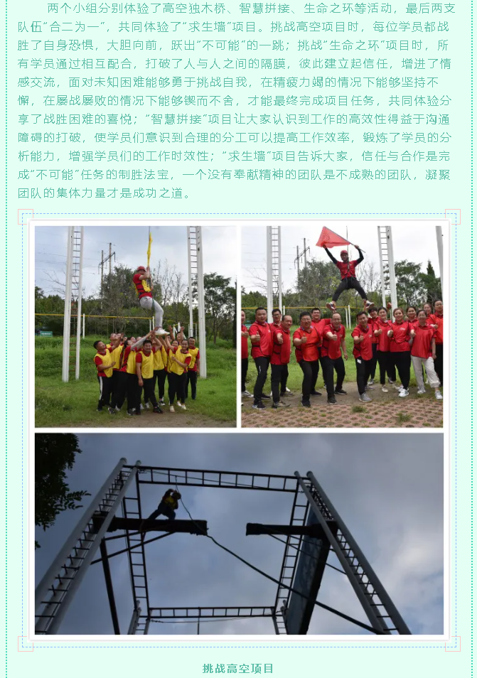 集團后備人才班組織戶(hù)外拓展和目標管理課程培訓70