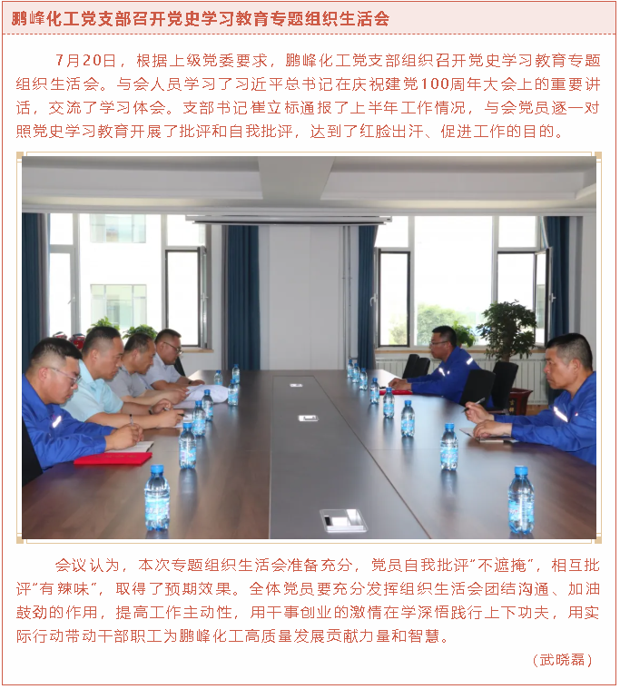鵬峰化工黨支部召開(kāi)黨史學(xué)習教育專(zhuān)題組織生活會(huì )76
