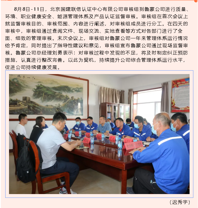 魯蒙公司順利通過(guò)綜合管理體系監督審核61
