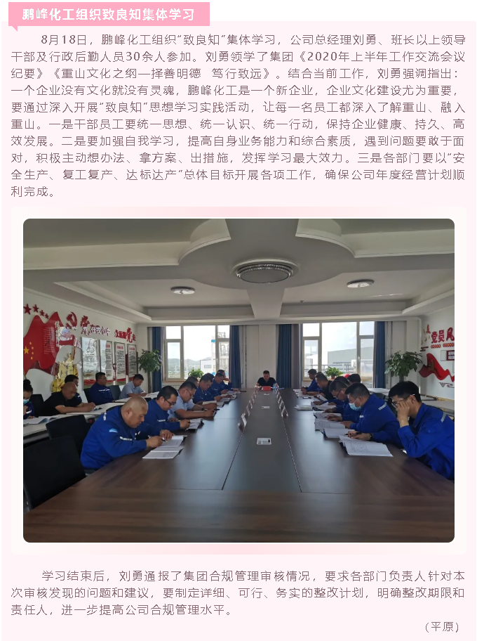 鵬峰化工組織致良知集體學(xué)習50