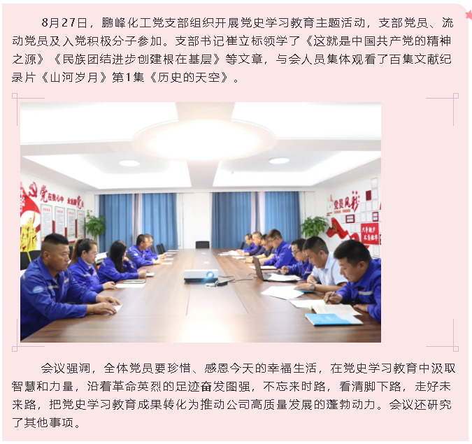 鵬峰化工黨支部開(kāi)展黨史學(xué)習教育主題活動(dòng)0