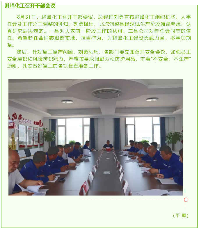 鵬峰化工召開(kāi)干部會(huì )議93