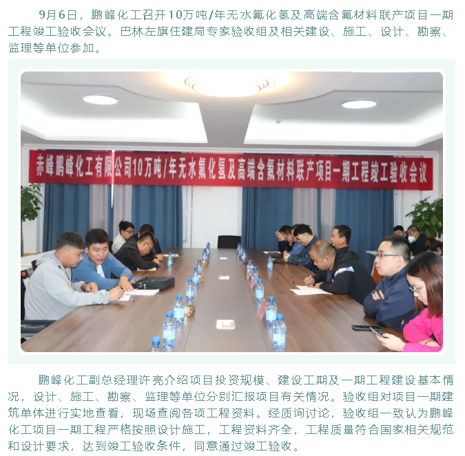 鵬峰化工項目一期工程順利通過(guò)竣工驗收99