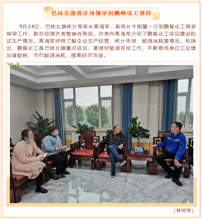 巴林左旗統計局領(lǐng)導到鵬峰化工調研21