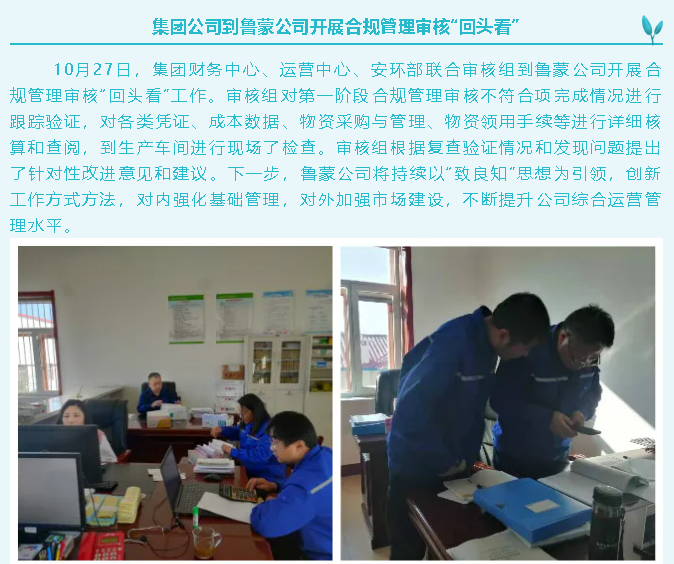 集團公司到魯蒙公司開(kāi)展合規管理審核“回頭看”93