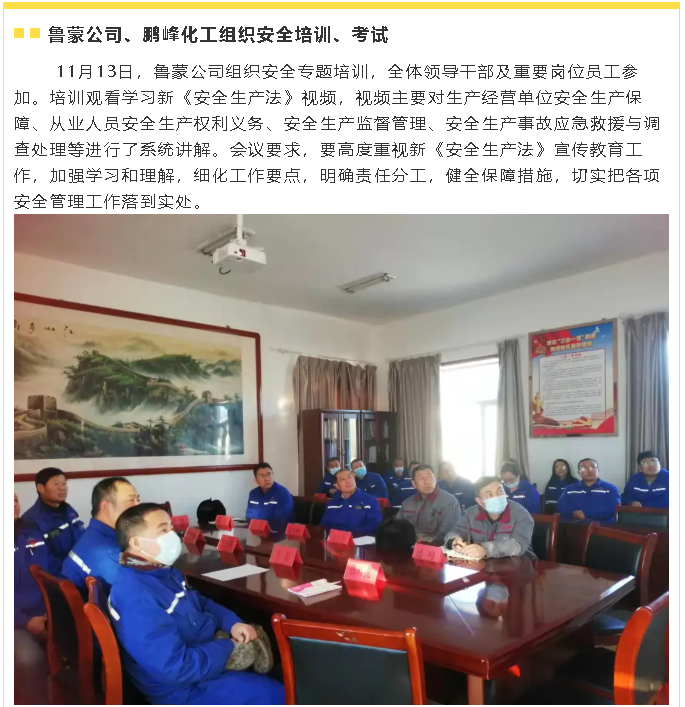 魯蒙公司、鵬峰化工組織安全培訓、考試8