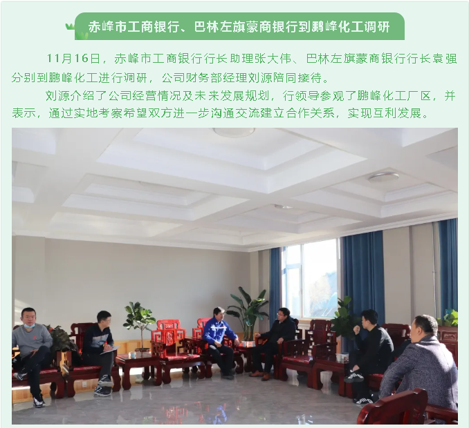 赤峰市工商銀行、巴林左旗蒙商銀行到鵬峰化工調研88