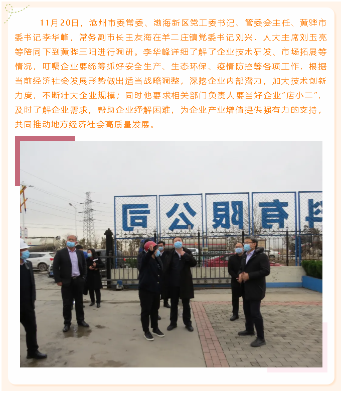 滄州市委常委、黃驊市委書記李華峰到黃驊三陽調(diào)研73